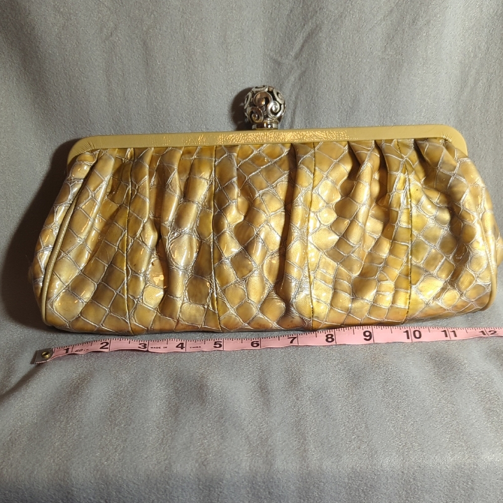 Brighton Chic Yellow Crocodile Pattern Clutch - image 1
